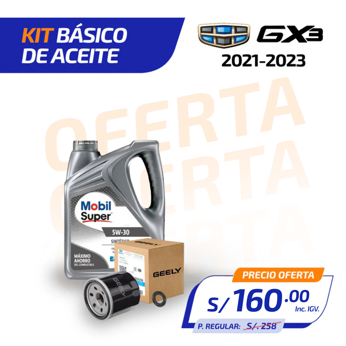 KIT BÁSICO DE ACEITE GEELY GX3 (2021 - 2023)