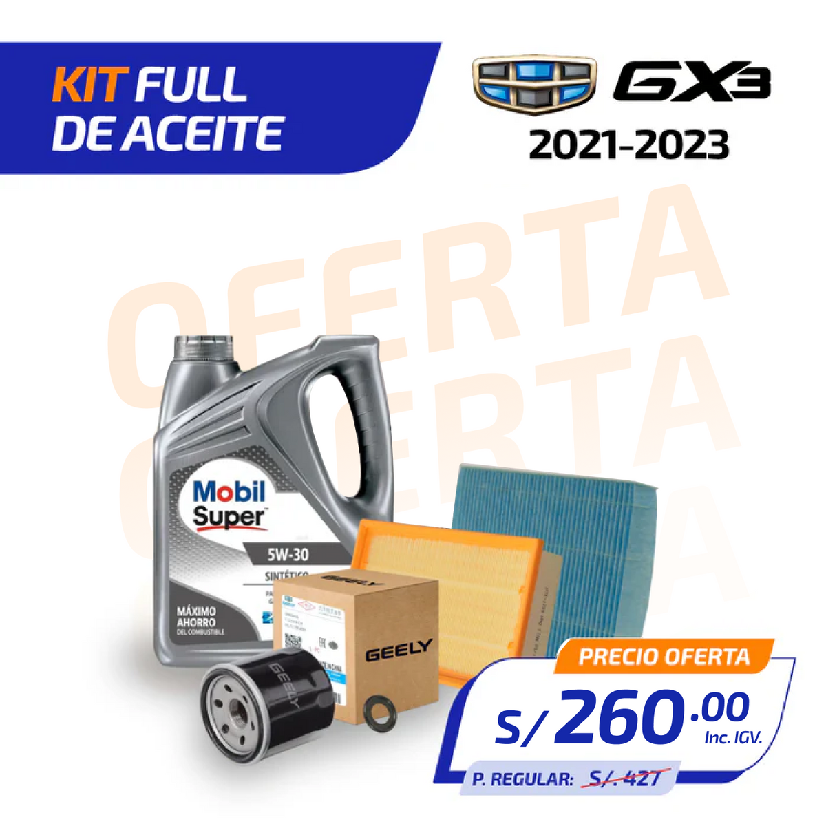 KIT FULL DE ACEITE GEELY GX3 (2021 - 2023)
