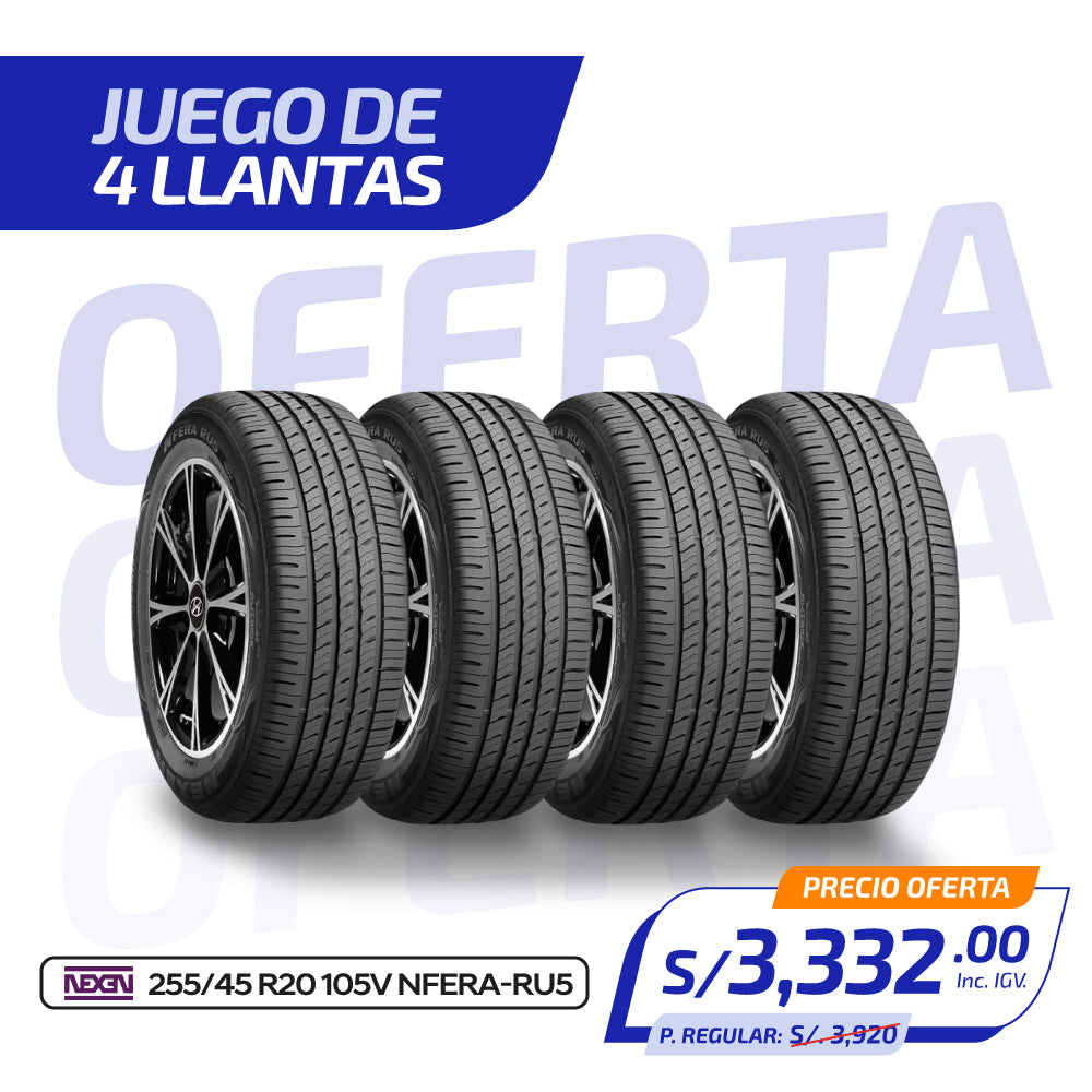JUEGO DE 4 LLANTAS NEXEN 255/45 R20 105V Nfera-RU5 TL (Made in KOREA)